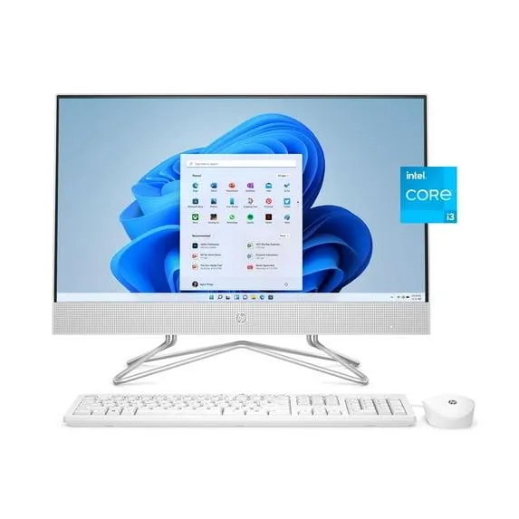 HP All-in-One Desktop w/24" Monitor, Intel Core i3-1115G4, 4GB, 256GB SSD, Snow White, 24-df1023w