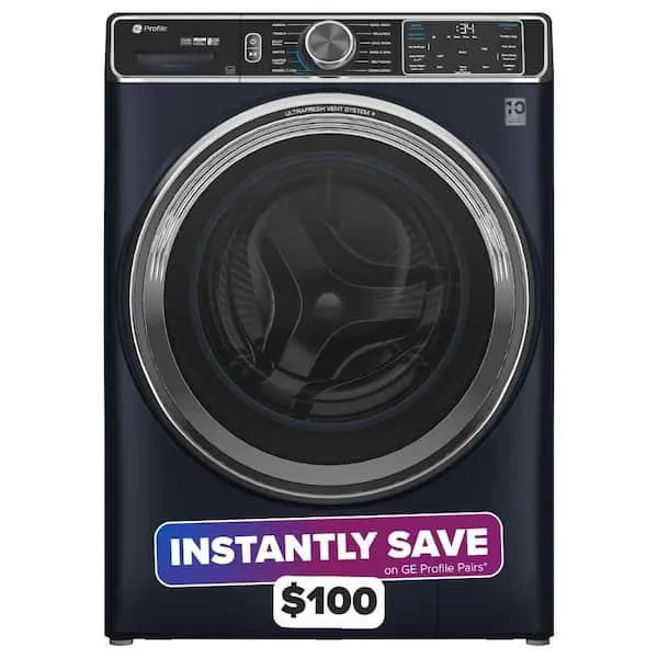Profile 5.3 cu. ft. Smart Front Load Washer in Sapphire Blue w/OdorBlock UltraFresh Vent System, Microban, Tier 2 EStar
