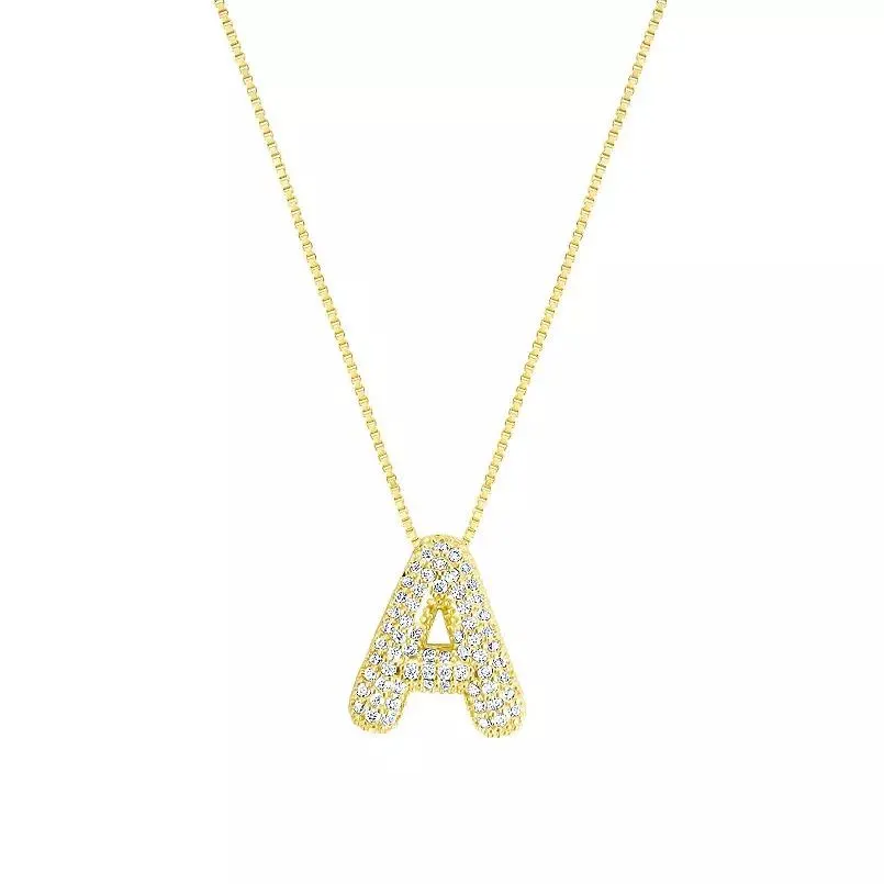 Adornia 14k Gold Plated Pave Bubble Letter Necklace