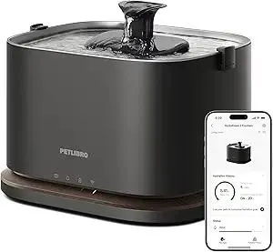 PETLIBRO Upgrade Cat Water Fountain, Cordless Cat Fountain Battery Operated, App Monitoring 3L/101oz Dockstream 2 Pet Water Fountain with Stainless Steel Tray, 5GHz WiFi Dog Water Bowl Dispenser