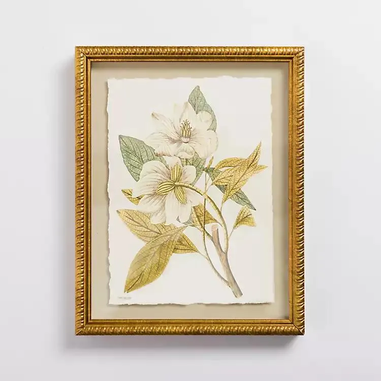 Vintage Floral Gold Framed Art Print