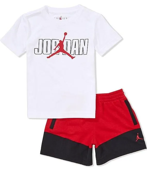 Little Boys Short-Sleeve Jumpman Jersey T-Shirt & Color Block French Terry Shorts Set