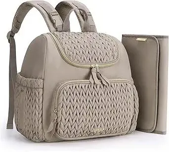 mommore Diaper Bag Small Diaper Backpack Stylish Baby Travel Backpacks with Insulated Pockets, Changing Pad, Stroller Straps