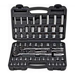 1/4 in., 3/8 in., 1/2 in. Drive SAE and Metric Socket Set, 64-Piece
