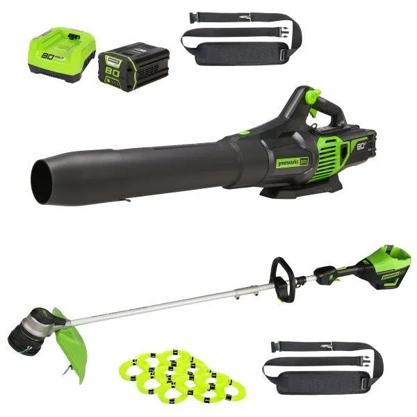 Greenworks 80V 16” Trimmer + 730 CFM Blower Combo Kit