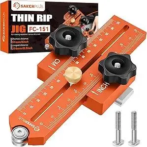 Thin Rip Jig Table Saw Jig Guide, Thin Rip Jig for Repetitive Narrow Thin Strip Cutting, Fits for 3/8" x 3/4" T Slot, Woodworking Tool Fast Thin Ripping Guide for Table Saw Band Saw Router