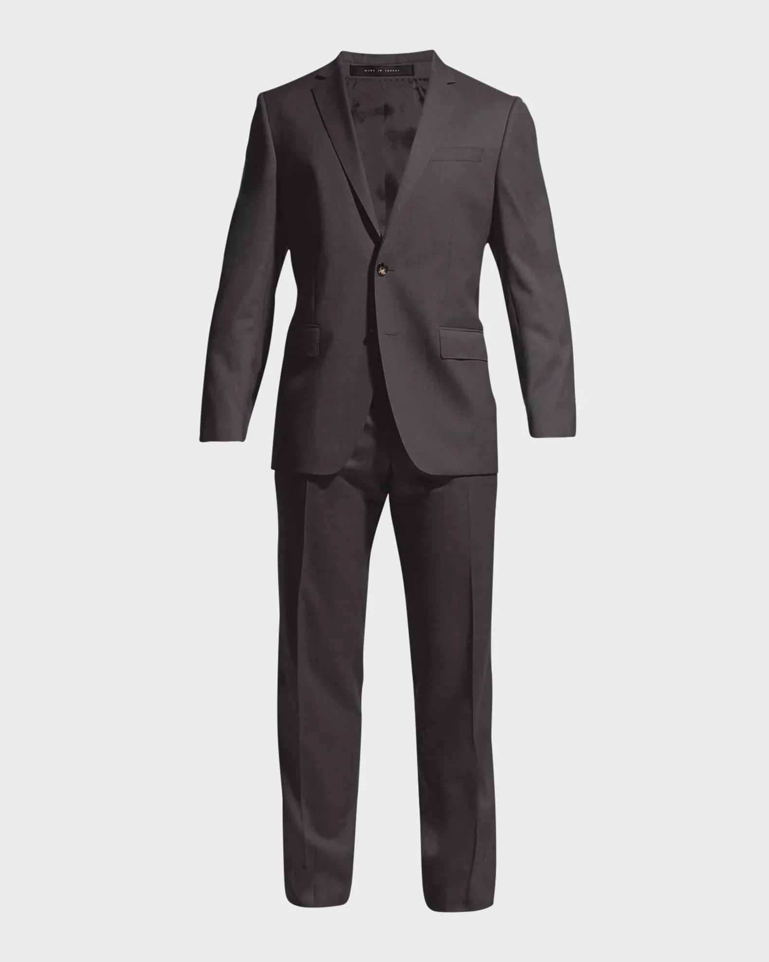 Men's Stretch-Wool Basic Two-Piece Slim Fit Suit, Gray