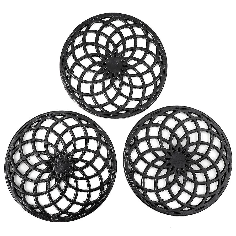 Trademark Innovations 3 -Pack Black Metal Farmhouse Decorative tray