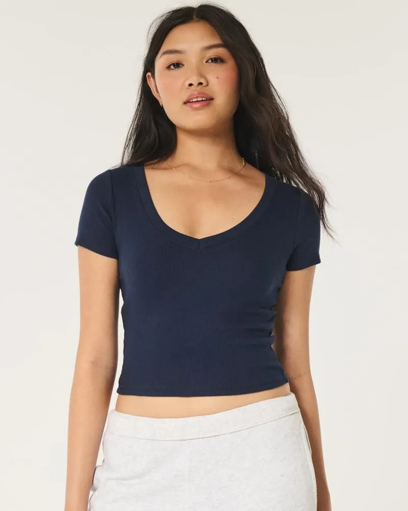 Cotton Blend V-Neck Baby Tee