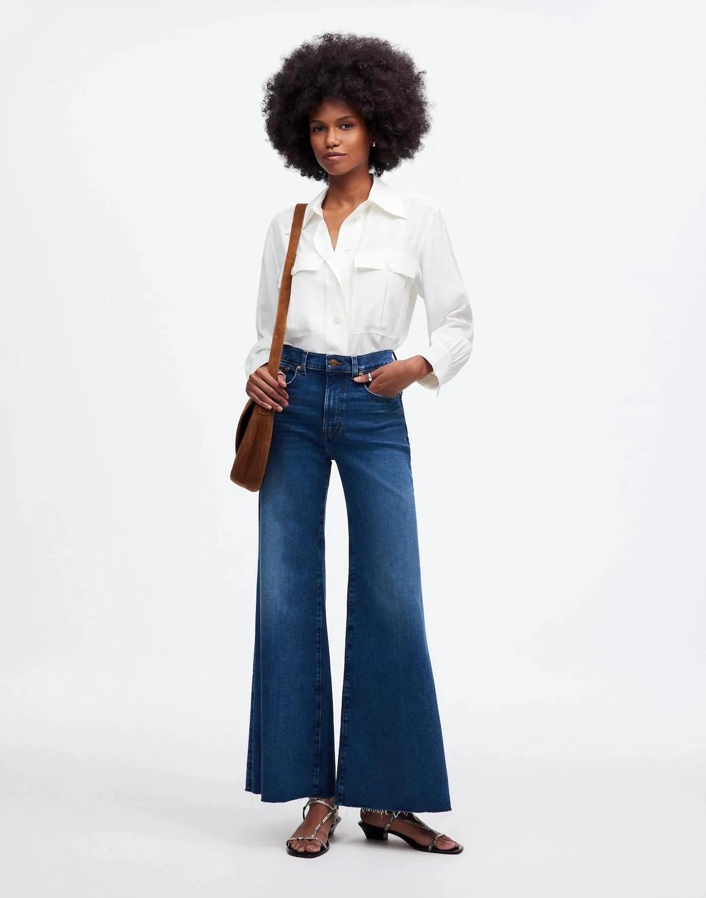 Flared Wide-Leg Crop Jeans