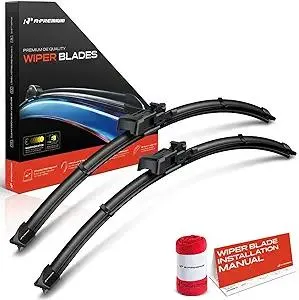 A-Premium Pack of 2 Front Windshield Wiper Blades with Wear Indicator & Towel - Compatible with Toyota Tundra 2022-2024, Sequoia 2023-2024 - 24" and 24", TLP Arm Connector, Left and Right