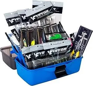 Fishing Tackle Box with Tackle Included Lures, Hooks, Weights, 3-Layer Freshwater Fishing Tackle Kit for Bass Trout Walleye Fishing Gear and Equipment, Gift for Fishingman