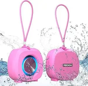 Speaker, Small Portable Bluetooth Wireless IPX5 Waterproof Shower Speaker,Loud Stereo Sound Deep Bass,TWS Paire, RGB Lights,Long Playtime for Outdoor Party, Great Gift,1PC(Pink)