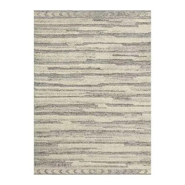 (A500) Fallows Ivory & Grey High Low Tufted Area Rug, 5x7