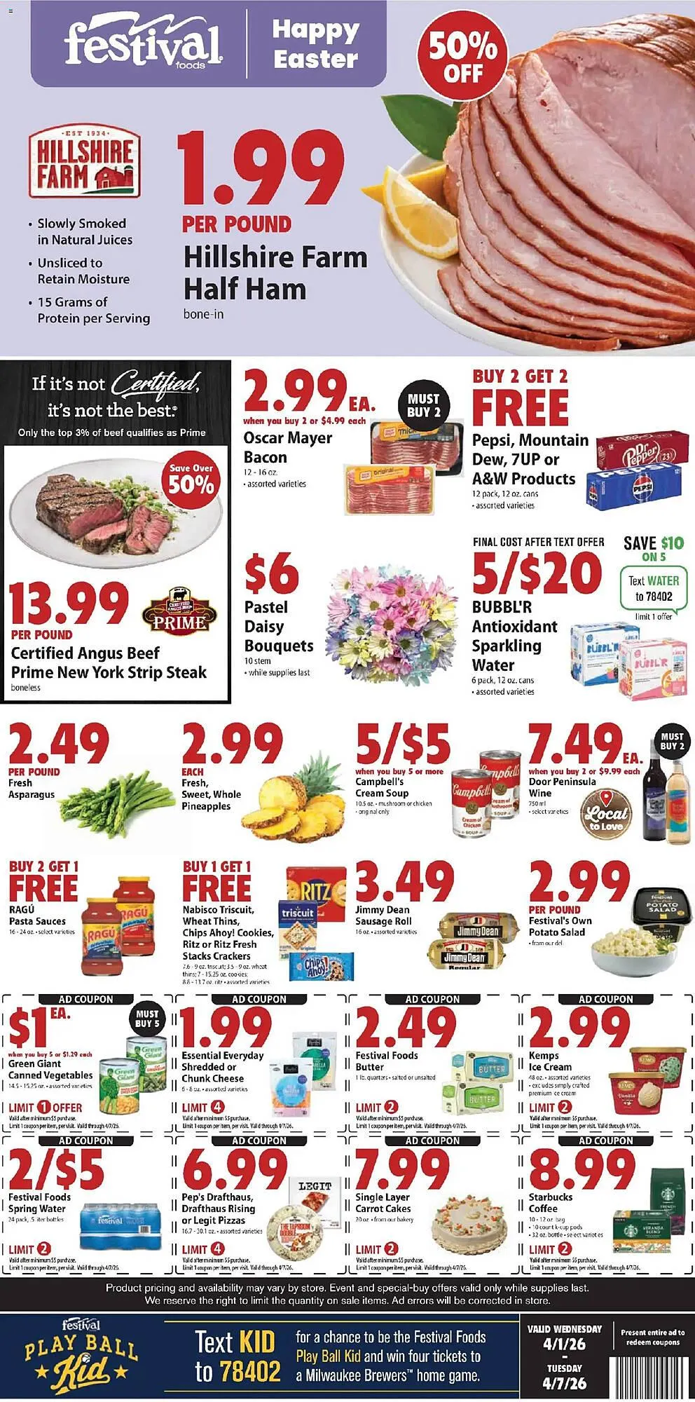 Weekly promotion Festival Foods weekly ad spanning from April 1 to April 8 2026 - Page 1 for Catalogue 365