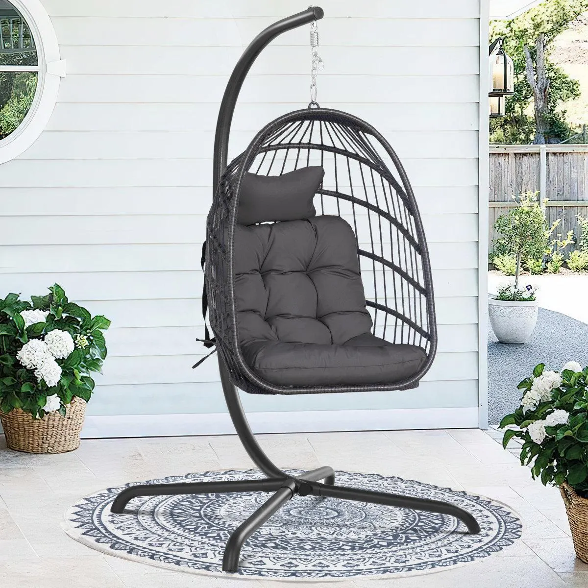 Chingford Outdoor/Indoor Swing Egg Chair with Stand
