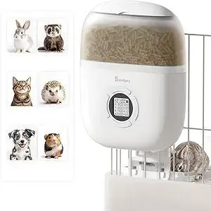 Hanging Rabbit Feeder, Programmable Automatic Pet Feeder with Dry Food Dispenser, Desiccant Bag and Portion Control for Rabbits Cats and Small Animals