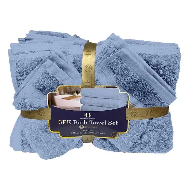 6-Pack Blue Bath Towel Set