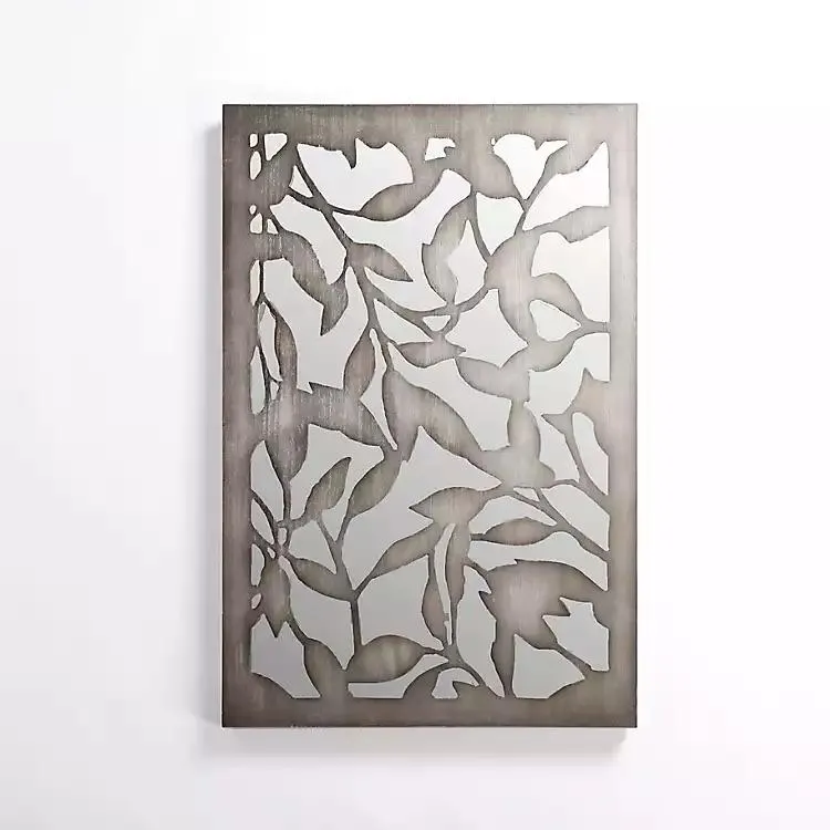 Mira Carved Wood and Mirror Wall Plaque