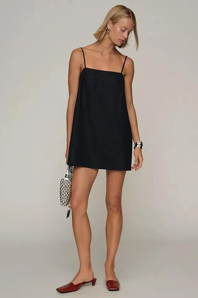 Mare Mare Square-Neck Linen A-Line Mini Dress