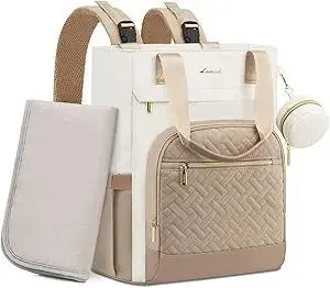 LOVEVOOK Diaper Bag Backpack, Large Capacity Portable Baby Bag with Foldable Diaper Changing Pad, Waterproof Baby Diaper Bags Gift for Mon Dad, Ivory Khaki