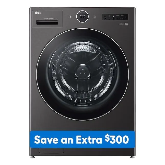LG TurboWash360 5-cu ft Capacity Black Steel Ventless All-in-One Washer/Dryer Combo with Steam Cycle ENERGY STAR