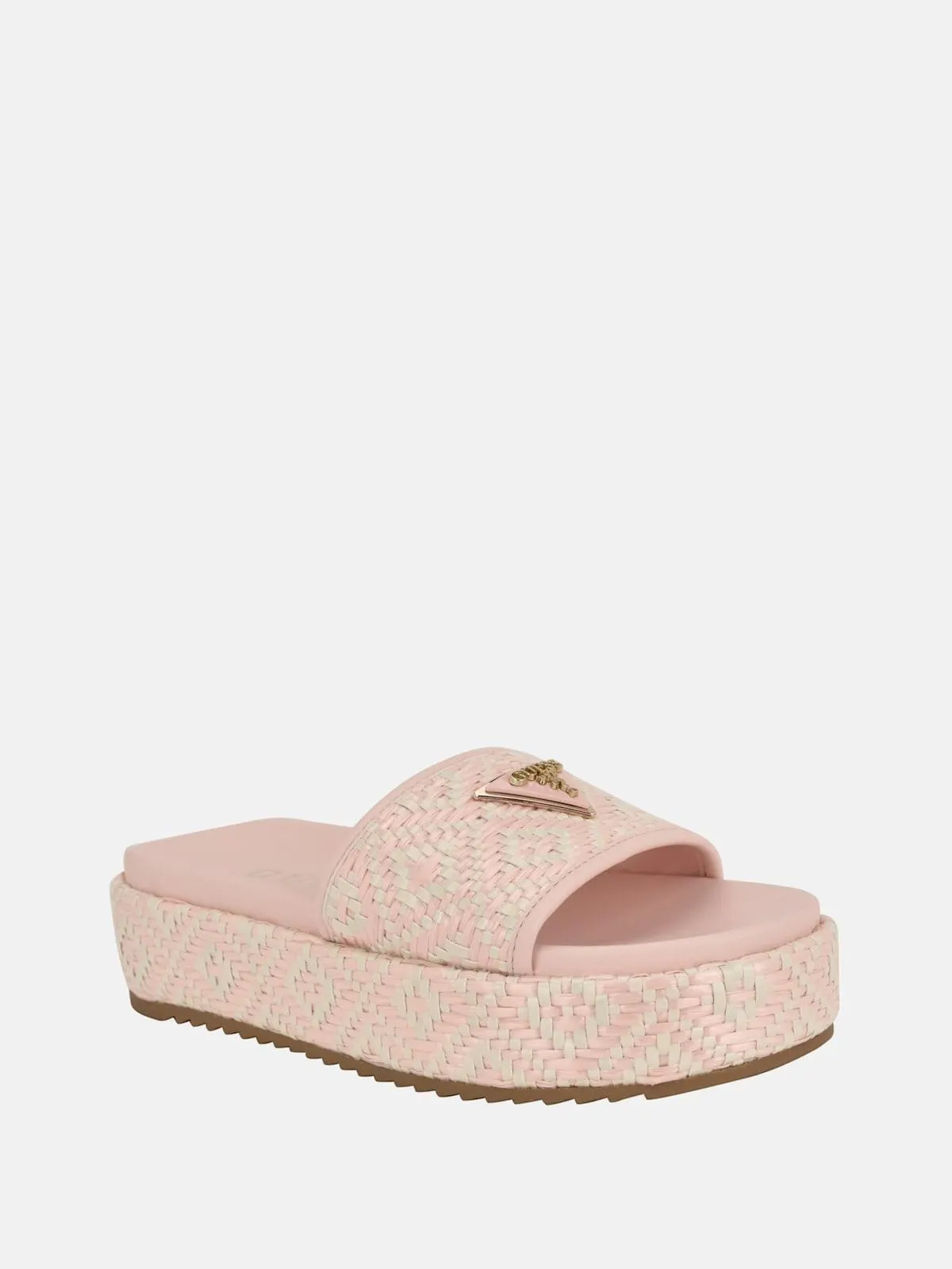 Longoh Raffia Platform Slide Sandals