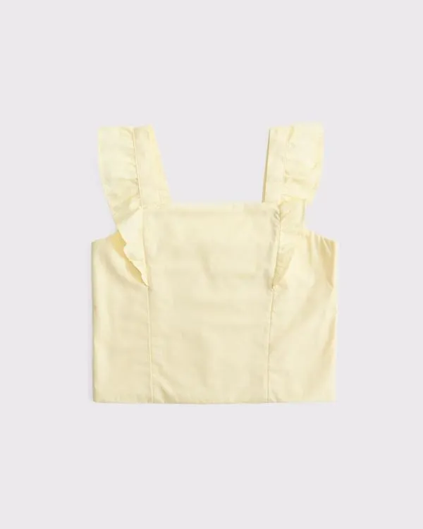 ruffle sleeve poplin top