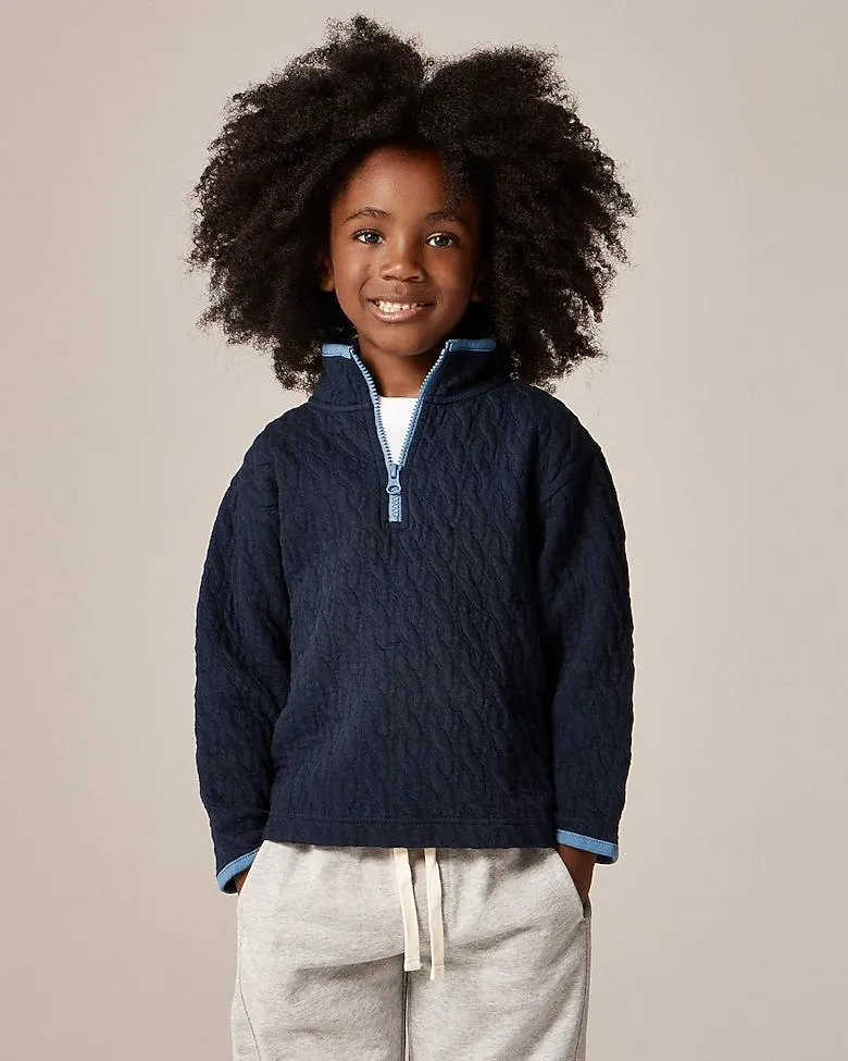 Kids' cable-knit quilted half-zip pullover