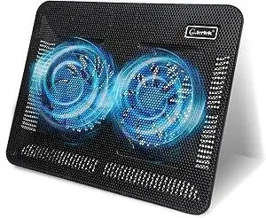 Laptop Cooling Pad, Coolertek Portable Slim Quiet Laptop Notebook Cooler Cooling Pad Stand with 2 Blue LED Fans, USB Powered, Adjustable Angled, Fits 11-14 Inch Laptop