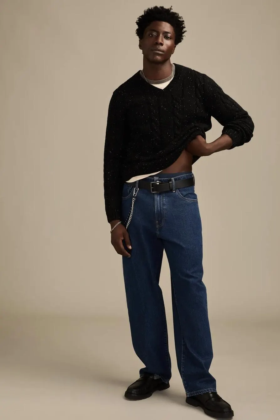 v-neck cable sweater