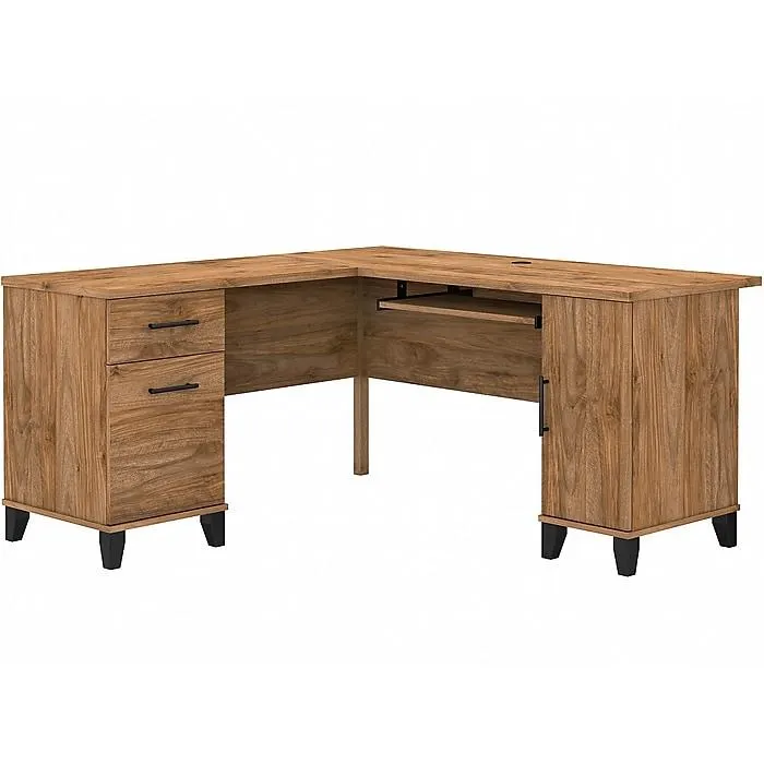 Bush Furniture Somerset 60"W L Shaped Desk with Storage,