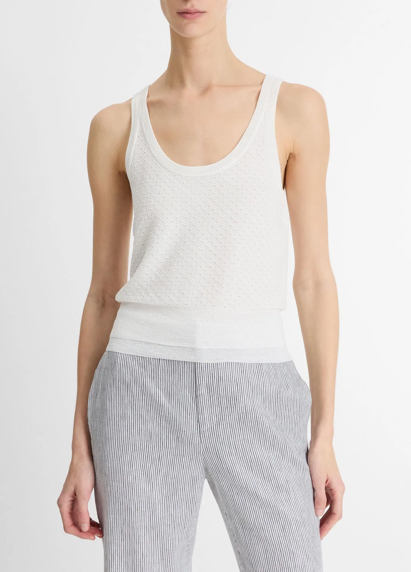 Italian Cotton-Blend Mesh Double-Layer Tank