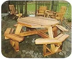 WOODCRAFT Project Paper Plan to Build Octagon Picnic Table - Material Not Included