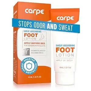 Carpe Sweat Absorbing Foot Lotion, A dermatologist-recommended solution to stop sweaty, smelly feet, Helps prevent blisters, Great for hyperhidrosis