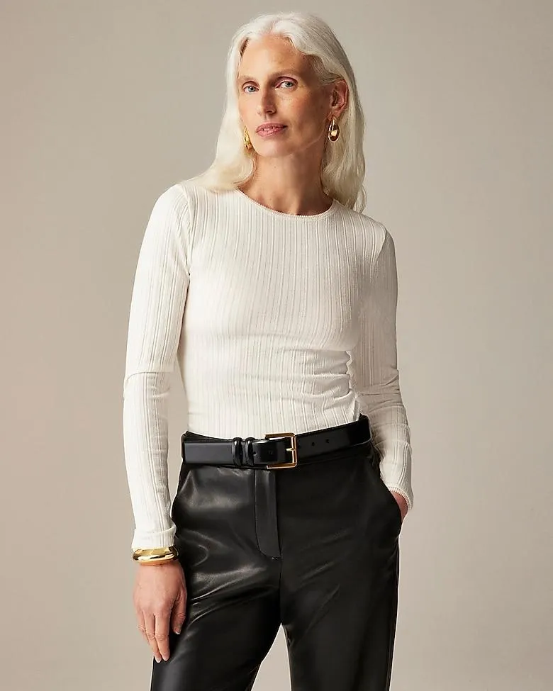 Pointelle long-sleeve T-shirt