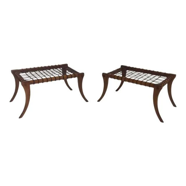 Modern Medellin Mid-Century Style Klismos Ottomans - a Pair