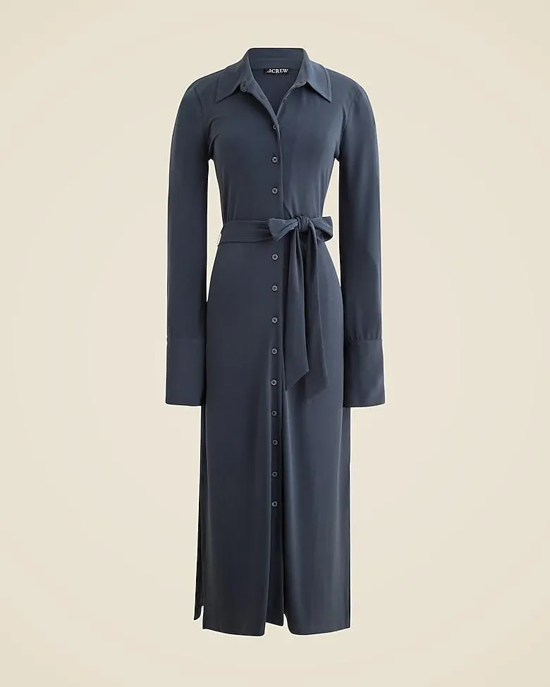 Midi shirt-dress in matte jersey
