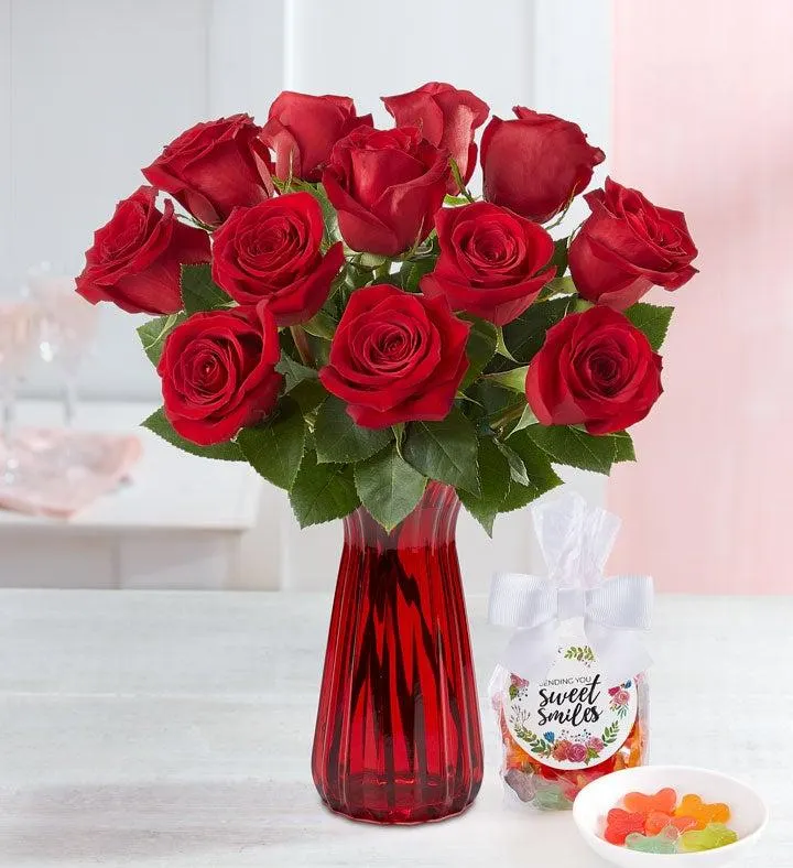 One Dozen Red Roses + Free Candy