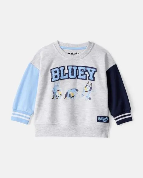 Baby Neutral Bluey Colorblock French Terry Sweatshirt - Grey