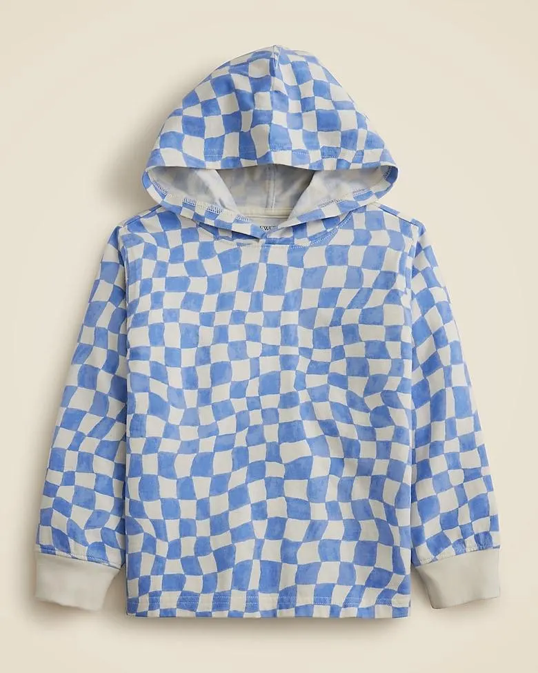 Kids' lightweight cotton hoodie in checkerboard