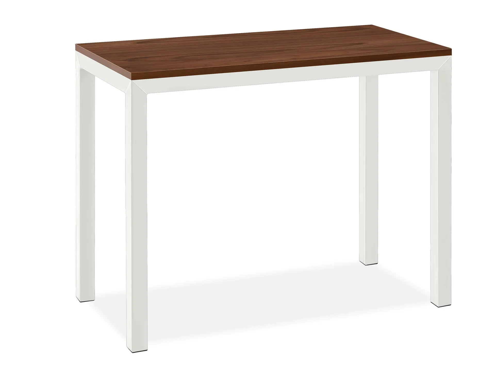 Parsons 34w 20d 29h Indoor Table with Walnut Top & White 2" Legs