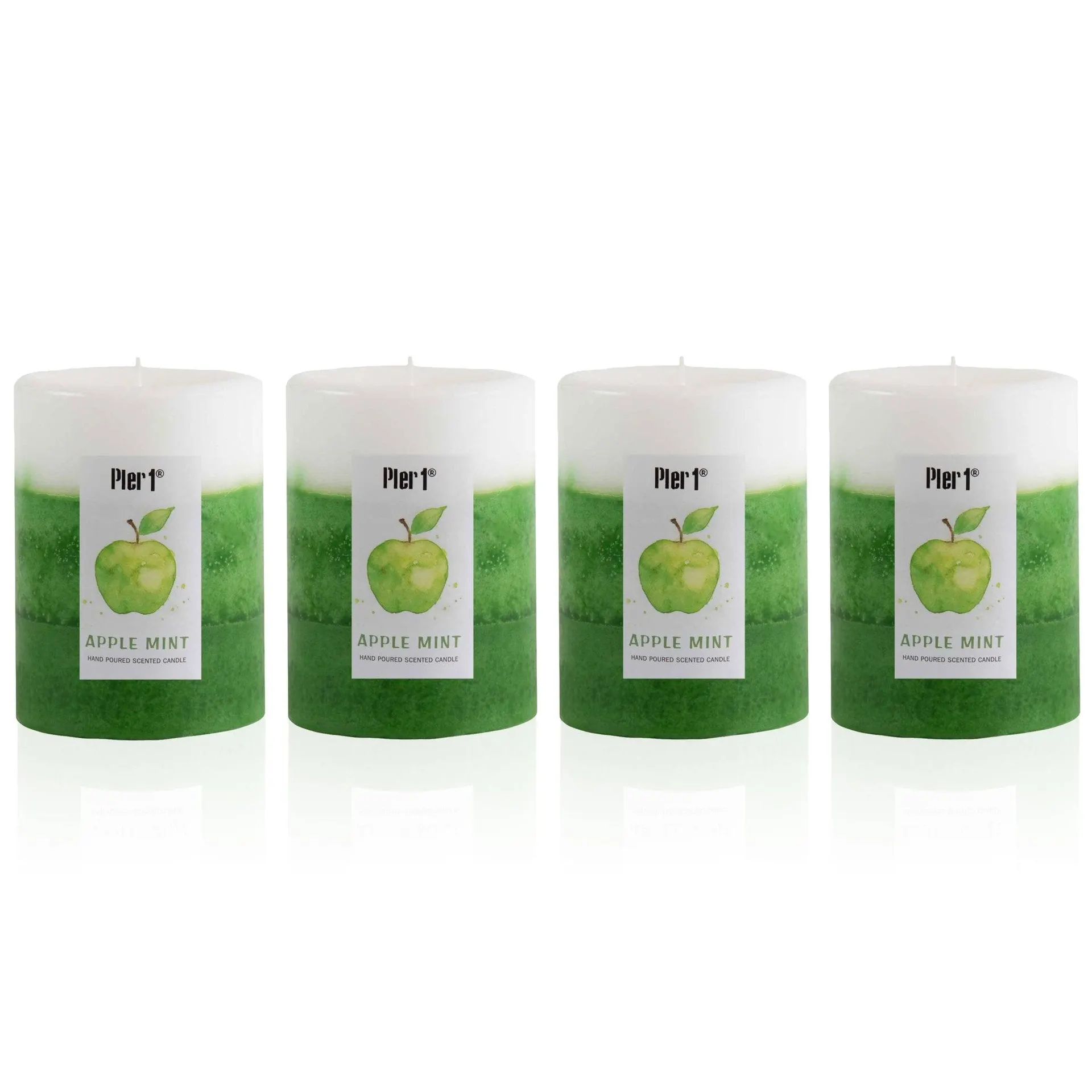 Pier 1 Apple Mint 3x4 Layered Set of 4 Pillar Candles