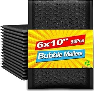 Bubble Mailers 6x10 Inches 50 Pack, Waterproof and Tear-Resistant Padded Mailers, Self-Sealing Bubble Mailers for Small Business, Jewelry, Cosmetics, Boutiques and More