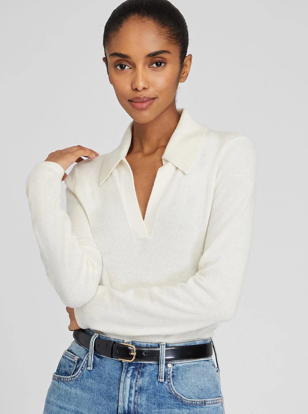 Cashmere Johnny Collar Sweater