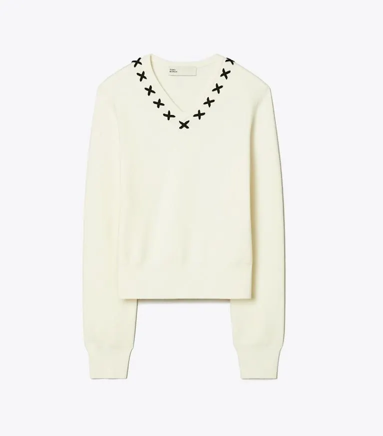 EMBROIDERED WOOL SWEATER