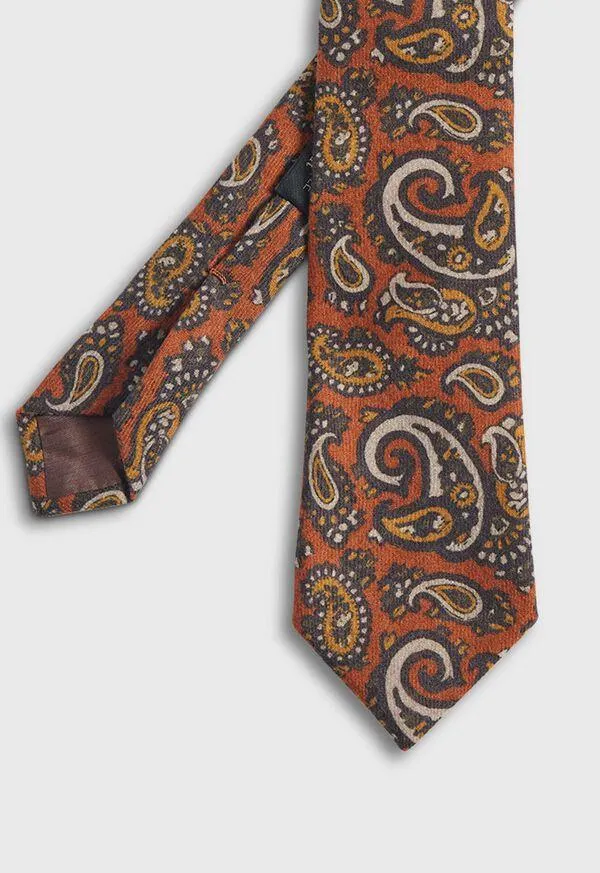 Printed Wool Paisley Tie