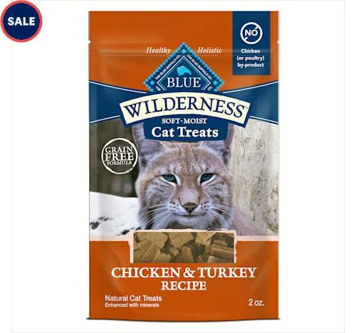 Blue Buffalo Wilderness Grain-Free and Protein-Rich, Great for Training, Chicken & Turkey Recipe Soft Cat Treats, 2 oz.