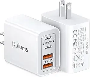 40W USB C Charger Cube, 2-Pack Wall Plug Fast Charging Block, 4-Port PD+QC Power Adapter Multiport Brick Type C Box for iPhone 16/15/14/13/12/11/Pro Max/XS/XR/8/7, Tablets, Cellphones