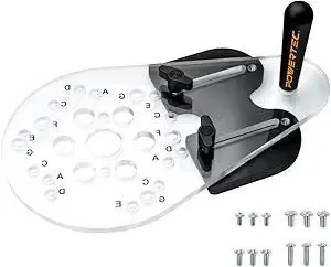 POWERTEC Universal Offset Router Base Plate w/Edge Routing Reversible Fence Guide, Marked Predrilled Holes Fits Porter Cable, Bosch, Milwaukee, Ryobi, Makita, Dewalt, Craftsman, Hitachi, Fein (71398)